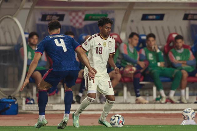 Lamine Yamal seen during Nations League Division A game between National teams of Croatia and Spain (Grzegorz Wajda Ball Raw Images) Zenica Biline Polje Bosnia and Herzegovina Copyright: xGrzegorzxWajdax grzegorzwajda_croatia_spain_2627-6