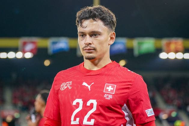Fussball UEFA Nations League 2026 - 2027, 4. Spieltag - Schweiz vs Nordmazedonien - Thermoplan Arena (Luzern): Fabian Rieder (Schweiz, 22) Portraitfoto, Portrait, Einzelaufnahme, Porträt Copyright: xJOERANxSTEINSIEKx