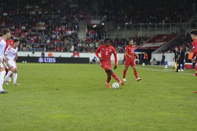 Luzern, Switzerland - October 06: Johan Manzambi (9 SUI) during the UEFA Nations League match between Switzerland and North Macedonia at thermoplan arena on October 06, 2026 in Luzern, Switzerland. Copyright: xKjetilxWaberx xSPPx Sportspressphoto_SPR247315
