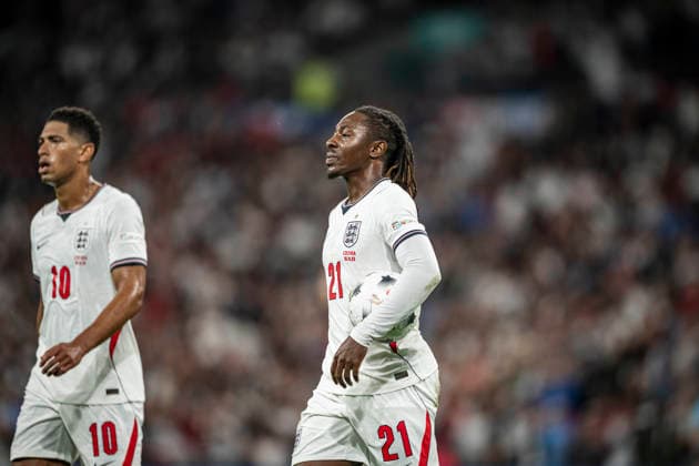 RECORD DATE NOT STATED 6th October 2026; Wembley Stadium, London, England; UEFA Nations League Football, England versus Czech Republic; Eberechi Eze of England has the ball and celebrates going ahead in the 27th minute from a Czechia own goal GodfreyxPitt