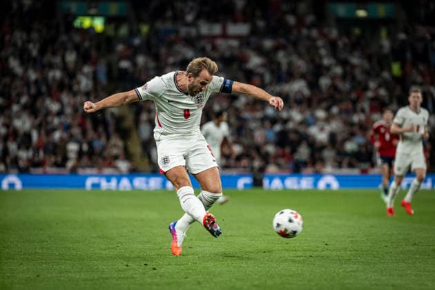 RECORD DATE NOT STATED 6th October 2026; Wembley Stadium, London, England; UEFA Nations League Football, England versus Czech Republic; Harry Kane of England crosses the ball that leads to the own goal GodfreyxPitt