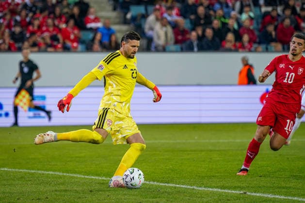 Fussball UEFA Nations League 2026 - 2027, 4. Spieltag - Schweiz vs Nordmazedonien - Thermoplan Arena (Luzern): Stole Dimitrievski (Nordmazedonien, 23) Copyright: xJOERANxSTEINSIEKx