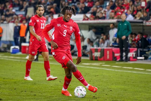 Fussball UEFA Nations League 2026 - 2027, 4. Spieltag - Schweiz vs Nordmazedonien - Thermoplan Arena (Luzern): Johan Manzambi (Schweiz, 9) Copyright: xJOERANxSTEINSIEKx