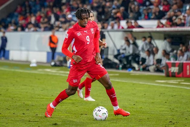 Fussball UEFA Nations League 2026 - 2027, 4. Spieltag - Schweiz vs Nordmazedonien - Thermoplan Arena (Luzern): Johan Manzambi (Schweiz, 9) Copyright: xJOERANxSTEINSIEKx