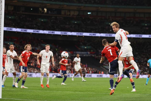 England v Czechia 06 October 2026, Wembley - UEFA Nations League - England v Czechia - Harry Kane of England scores the third goal for his team with a header from a corner kick - Photo: Jacques Feeney Offside. London UK Copyright: xJacquesxFeeneyx xOffsidexOffside