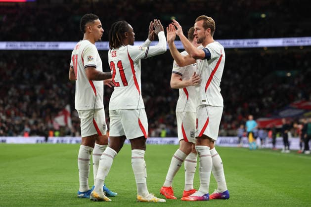 England v Czech Republic, UEFA Nations League Harry Kane of England celebrates his side after scoring the third goal of the match during the England v Czech Republic UEFA Nations League Group 3 match at Wembley Stadium, London, England on 6 October 2026 Credit: Tiego Grenho Every Second Media Editorial use only. All images are copyright Every Second Media Limited. No images may be reproduced without prior permission. Copyright: xIMAGO EveryxSecondxMediax ESM-2201-0037 TiegoxGrenhox xEveryxSecondxMediax