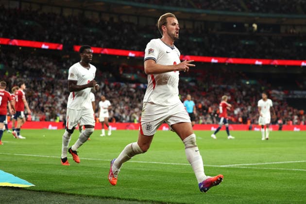 England v Czech Republic, UEFA Nations League Harry Kane of England celebrates after scoring the third goal for his side during the England v Czech Republic UEFA Nations League Group 3 match at Wembley Stadium, London, England on 6 October 2026 Credit: Tiego Grenho Every Second Media Editorial use only. All images are copyright Every Second Media Limited. No images may be reproduced without prior permission. Copyright: xIMAGO EveryxSecondxMediax ESM-2201-0040 TiegoxGrenhox xEveryxSecondxMediax