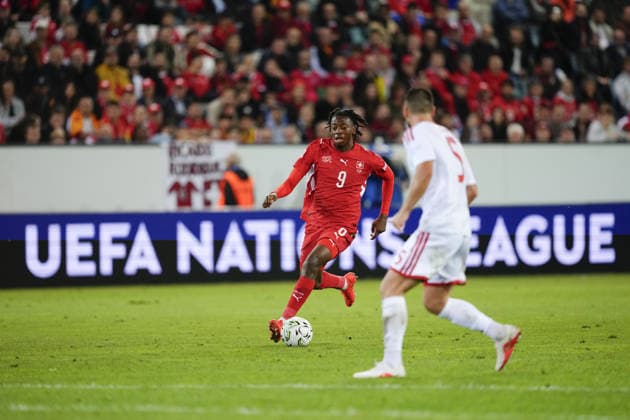 Luzern, Switzerland - October 06: Johan Manzambi (9 SUI) during the UEFA Nations League match between Switzerland and North Macedonia at thermoplan arena on October 06, 2026 in Luzern, Switzerland. Copyright: xKjetilxWaberx xSPPx Sportspressphoto_SPR247379