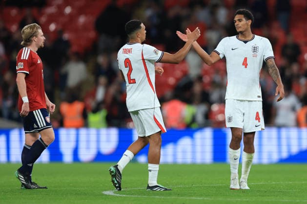 England v Czechia - UEFA Nations League 2026 27 Group A3 MD4 Trent Alexander-Arnold and Jarell Quansah of England celebrate after winning the UEFA Nations League 2026 27 group phase match between England and Czechia at Wembley Stadium on October 6, 2026 in London, England. London Wembley Stadium England United Kingdom Copyright: xAllstarxPicturexLibraryxLtdx