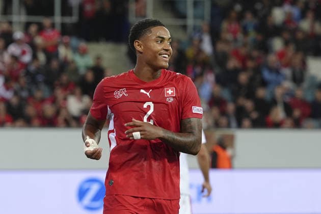Luzern, Switzerland - October 06: Sascha Britschgi (2 SUI) is happy after winning the UEFA Nations League match between Switzerland and North Macedonia at thermoplan arena on October 06, 2026 in Luzern, Switzerland. Copyright: xKjetilxWaberx xSPPx Sportspressphoto_SPR247402