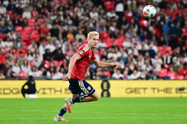 England v Czechia, UEFA Nations League Czechia defender Ondrej Zmrzly (3) follows the ball during the UEFA Nations League match between England and Czechia at Wembley Stadium, London, UK on 6 October 2026. London Wembley Stadium Greater London UK Editorial use only , Copyright: xDennisxGoodwinx PSI-24957-0069