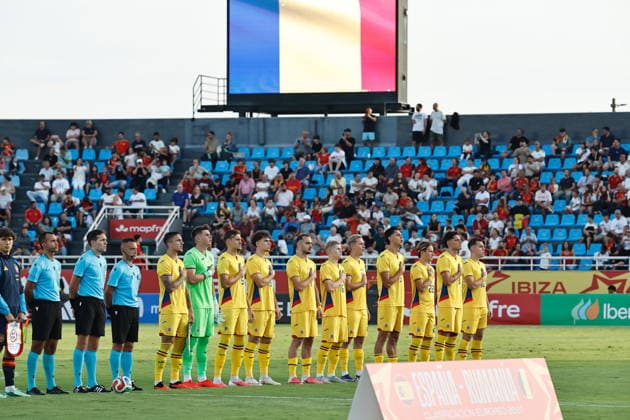 U21, U 21 Romania team group, Mannschaftsbild, Totale line-up (ROU), OCTOBER 6, 2026 - Football Soccer : UEFA Under-21 Championship 2027 qualifying round match between U21 Spain - U21 Romania at the Estadi Municipal de Can Misses in Ibiza, Spain. Noxthirdxpartyxsales  aflo_353868915 MutsuxKawamorix