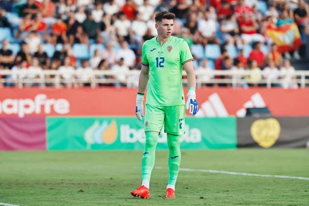 Codrut Sandu (ROU), OCTOBER 6, 2026 - Football Soccer : UEFA Under-21 Championship 2027 qualifying round match between U21, U 21 Spain - U21 Romania at the Estadi Municipal de Can Misses in Ibiza, Spain. Noxthirdxpartyxsales  aflo_353868992 MutsuxKawamorix
