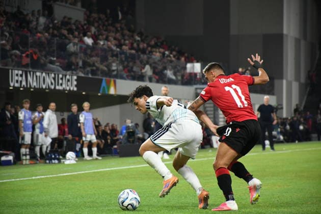 Albania v San Marino - UEFA Nations League TIRANA, ALBANIA - OCTOBER 6: Myrto Uzuni (11) of Albania competes during the UEFA Nations League C Group 1 match between Albania and San Marino at Air Albania Stadium in Tirana, Albania, on October 6, 2026. Olsi Shehu Anadolu Tirana Albania. Editorial use only. Please get in touch for any other usage.  Copyright: x2026xAnadoluxOlsixShehux
