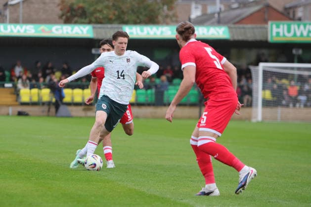 U21, U 21 Wales v U21 Austria, U21 UEFA EUROPEAN CHAMPIONSHIPS, Qualifier Luca Weinhandl of Austria Under 21 during the U21 UEFA EUROPEAN CHAMPIONSHIPS qualification match between U21 Wales and U21 Austria at the Oval, Caernarfon, UK on 6 October 2026. Caernarfon the Oval Wales UK Editorial use only , Copyright: xAlunxRobertsx PSI-24971-0086