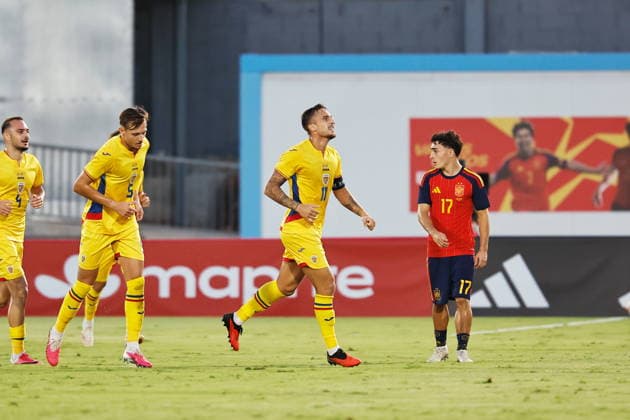 Rares Burnete (ROU), OCTOBER 6, 2026 - Football Soccer : Burnete celebrate after his goal during UEFA Under-21 Championship 2027 qualifying round match between U21, U 21 Spain - U21 Romania at the Estadi Municipal de Can Misses in Ibiza, Spain. Noxthirdxpartyxsales  aflo_353869202 MutsuxKawamorix