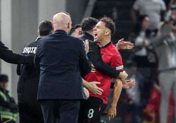 Albania vs San Marino UEFA Nations League 2026-2027 Group C1 Kristjan Asllani of Albania celebrate his opening goal for his team during the UEFA Nations League 2026-2027 group phase match between Albania and San Marino in Tirana, Albania on October 6, 2026 Tirana Albania  Copyright: xArmandoxBabanix