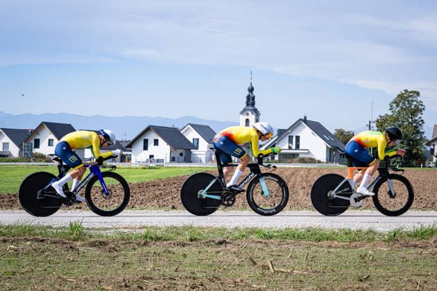 Lithuania: UEC Road cycling, Rad, Radsport, Strasse European Championships - Ljubljana 2026 VALINSKAS Kasparas - MEDELINSKAS Martynas - KUBILIUS Matas ( LTU ) Lithuania Querformat - quer - horizontal - Landscape - Event Veranstaltung: UEC Road Cycling European Championships 2026 Ljubljana - Category Kategorie: Cycling - Road Cycling European Championships - Mixed Relay Men and Women Junior U19 - Location Ort: Europe Slovenia - Sencur - Å enÄur - Discipline: Mixed Relay ( MR ) - Distance: 44 km - Date Datum: 06.10.2026 Tuesday Day 4 -