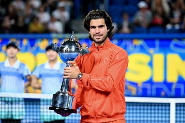 Carlos ALCARAZ (ESP), OCTOBER 6, 2026 - Tennis : Kinoshita Group Japan Open Tennis Championships 2026 Men s Singles award ceremony at Ariake Coliseum, Tokyo, Japan. Noxthirdxpartyxsales  aflo_353761679 KenjiroxMatsuox