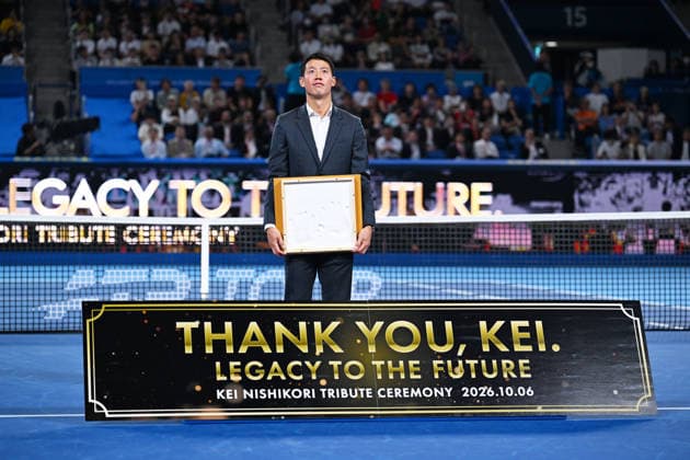 Kei Nishikori, OCTOBER 6, 2026 - Tennis : Kinoshita Group Japan Open Tennis Championships 2026 Kei Nishikori Tribute Ceremony at Ariake Coliseum, Tokyo, Japan. Noxthirdxpartyxsales  aflo_353764886 KenjiroxMatsuox