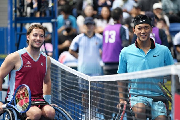 (L-R) Alfie HEWETT (GBR), Tokito Oda (JPN), OCTOBER 6, 2026 - Tennis : Kinoshita Group Japan Open Tennis Championships 2026 WHEELCHAIR EXHIBITION MATCH at Ariake Coliseum, Tokyo, Japan. Noxthirdxpartyxsales  aflo_353700609 KenjiroxMatsuox