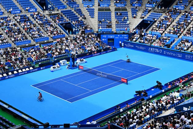 General view, (L-R) Alfie HEWETT (GBR), Tokito Oda (JPN), OCTOBER 6, 2026 - Tennis : Kinoshita Group Japan Open Tennis Championships 2026 WHEELCHAIR EXHIBITION MATCH at Ariake Coliseum, Tokyo, Japan. Noxthirdxpartyxsales  aflo_353702919 KenjiroxMatsuox