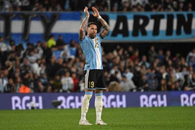 Lionel Messi farewell match BUENOS AIRES, ARGENTINA - OCTOBER 6: Nicolas Otamendi of Argentina celebrate after scoring his first goal during his farewell match with the national team, Nationalteam at the International Friendly, Länderspiel, Nationalmannschaft match between Argentina Vs Benin at Monumental Stadium on October 6, 2026 in Buenos Aires, Argentina. Buenos Aires Estadio Monumental Antonio Liberti Buenos Aires Argentina Copyright: xIMAGOx xPhotoCero5x xLucianoxBisbalx