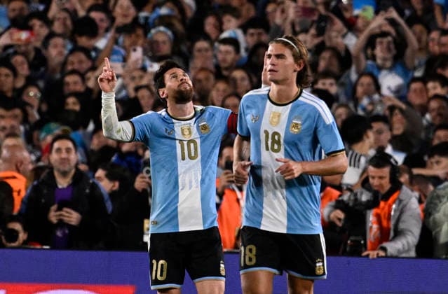 BUENOS AIRES, ARGENTINA - OCTOBER 06: Lionel Messi of Argentina national team, Nationalteam celebrate after scoring goal during the International Friendly, Länderspiel, Nationalmannschaft match between Argentina and Benin at Estadio Mas Monumental on October 06, 2026 in Buenos Aires, Argentina. Photo by SFSI Argentina National team v Benin Copyright: xSFSIx