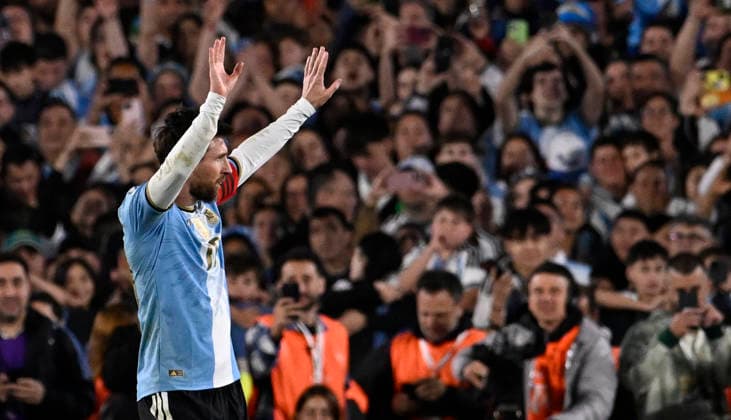 BUENOS AIRES, ARGENTINA - OCTOBER 06: Lionel Messi of Argentina national team, Nationalteam celebrate after scoring goal during the International Friendly, Länderspiel, Nationalmannschaft match between Argentina and Benin at Estadio Mas Monumental on October 06, 2026 in Buenos Aires, Argentina. Photo by SFSI Argentina National team v Benin Copyright: xSFSIx