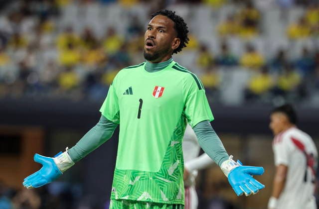 International soccer friendly - Colombia vs. Peru Peru goalkeeper Pedro Gallese reacts during the international soccer friendly between Colombia and Peru at Nu Stadium in Miami, Florida, USA, 06 October 2026. MIAMI FLORIDA United States  Copyright: xCRISTOBALxHERRERA-ULASHKEVICHx