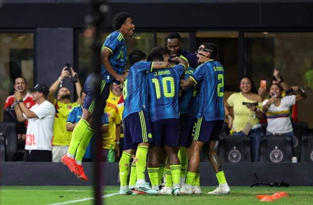 International soccer friendly - Colombia vs. Peru Team Colombia celebrate their goal during the international soccer friendly between Colombia and Peru at Nu Stadium in Miami, Florida, USA, 06 October 2026. MIAMI FLORIDA United States  Copyright: xCRISTOBALxHERRERA-ULASHKEVICHx