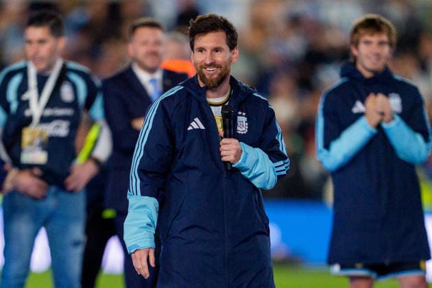 Benin v Argentina BUENOS AIRES, ARGENTINA - OCTOBER 6: Lionel Messi 10 of Argentina smiles during his speech after a game between Benin and Argentina at Estadio Monumental on October 6, 2026 in Buenos Aires, Argentina Buenos Aires Estadio Monumental Argentina Copyright: xAndrewxJ.xClark ISIxPhotosx 9950