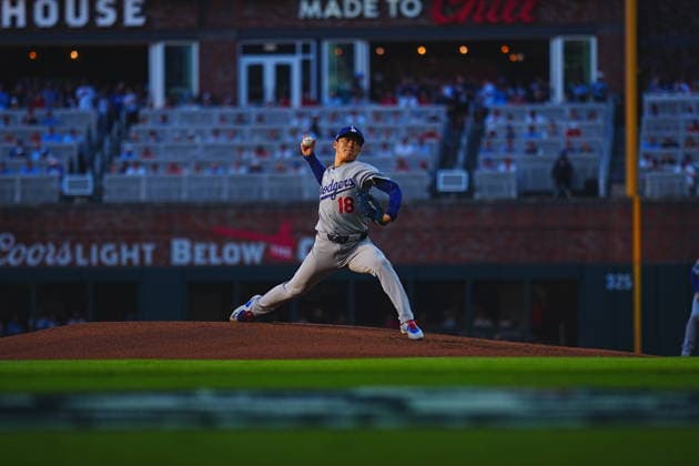 Yoshinobu Yamamoto,(Dodgers) Starting pitcher Yoshinobu Yamamoto Oct.6,2026 - Baseball : MLB, Baseball Herren, USA National League Division Series Atlanta Braves vs. Los Angeles Dodgers Venue: Truist Park (Cumberland, Georgia, USA)  aflo_353997405 YujixArakawax