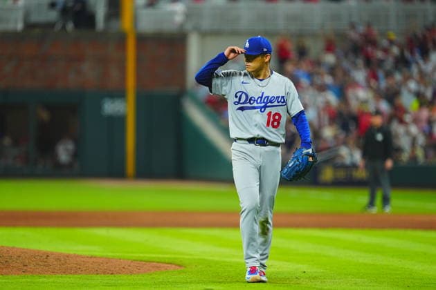 Yoshinobu Yamamoto,(Dodgers) Starting pitcher Yoshinobu Yamamoto Oct.6,2026 - Baseball : MLB, Baseball Herren, USA National League Division Series Atlanta Braves vs. Los Angeles Dodgers Venue: Truist Park (Cumberland, Georgia, USA)  aflo_353997439 YujixArakawax