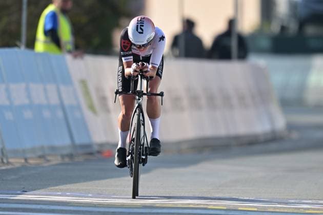 Switzerland s Elia Marthe pictured in action during the Women Junior Individual Time Trial race (22km) at the cycling UEC Road European Championships, in Ljubljana, Slovenia, on Wednesday 7 October 2026. The UEC Road European Championships are taking place from 02 to 07 October in Ljubljana, Slovenia. DAVIDxPINTENS  x189032541x