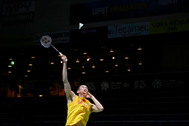Li Shi Feng of China in action during the badminton Clash of Clans Arctic Open 2026 tournament in Vantaa, Finland on 7th October, 2026. - ANTTI AIMO-KOIVISTO Vantaa Finland XFiJ1rxce18  Copyright: xAnttixAimo-Koivistox XFiJ1rxce18