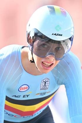 Belgium s Sander Willems crosses the finish line of the Men Junior Individual Time Trial race (22km) at the cycling UEC Road European Championships, in Ljubljana, Slovenia, on Wednesday 7 October 2026. The UEC Road European Championships are taking place from 02 to 07 October in Ljubljana, Slovenia. DAVIDxPINTENS  x189034567x