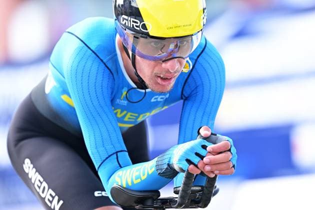 Sweden s Elias Wandel crosses the finish line of the Men Junior Individual Time Trial race (22km) at the cycling UEC Road European Championships, in Ljubljana, Slovenia, on Wednesday 7 October 2026. The UEC Road European Championships are taking place from 02 to 07 October in Ljubljana, Slovenia. DAVIDxPINTENS  x189035304x