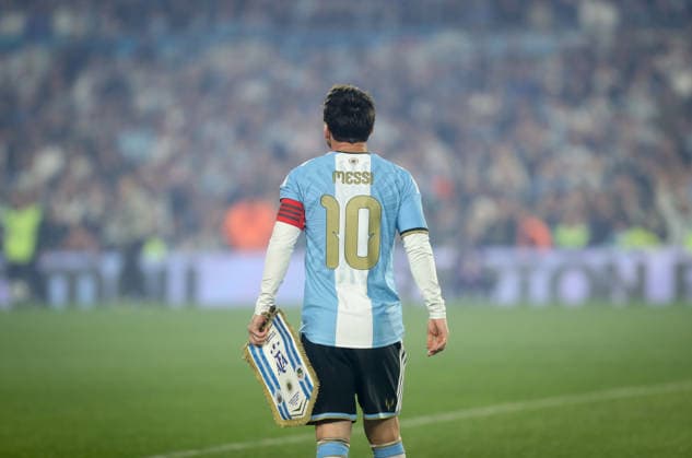 (261007) -- BUENOS AIRES, Oct. 7, 2026 -- Lionel Messi of Argentina walks on the pitch before a football friendly match between Argentina and Benin at the Monumental Stadium in Buenos Aires, capital of Argentina, on Oct. 6, 2026. The match marked Lionel Messi s final appearance for the Argentina national football team. (Photo by Xinhua) (SP)ARGENTINA-BUENOS AIRES-FOOTBALL-FRIENDLY MATCH-ARGENTINA VS BENIN MartinxZabala 