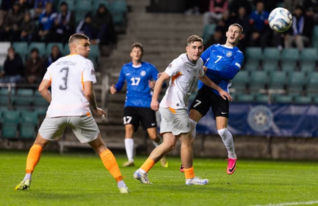 06.10.2026, Tallinn. Football Nations League. Estonia VS Iceland 0:0. Photo Tairo Lutter, Postimees Tallinn Harjumaa Estonia 1TL06OCT26A28  Copyright: xTairoxLutterx 7 Robi Saarma, 8 Isak Bergmann Johannesson