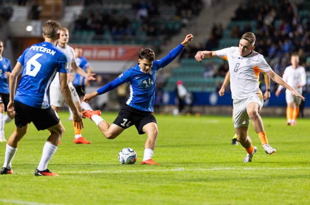 06.10.2026, Tallinn. Football Nations League. Estonia VS Iceland 0:0. Photo Tairo Lutter, Postimees Tallinn Harjumaa Estonia 1TL06OCT26A32  Copyright: xTairoxLutterx 14 Patrik Kristal, 8 Isak Bergmann Johannesson