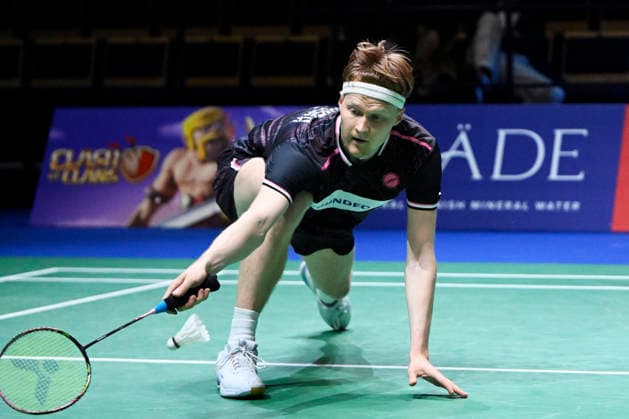 Anders Antonsen of Denmark in action during the badminton Clash of Clans Arctic Open 2026 tournament in Vantaa, Finland, on October 7, 2026. - ANTTI AIMO-KOIVISTO Vantaa Finland OrLjzWmHZNE  Copyright: xAnttixAimo-Koivistox OrLjzWmHZNE