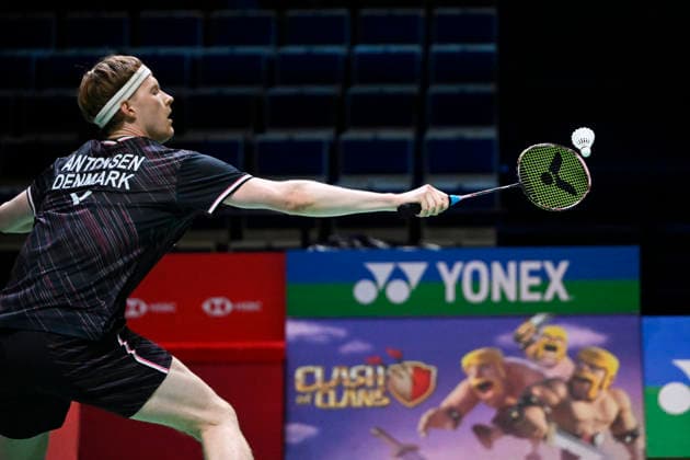 Anders Antonsen of Denmark in action during the badminton Clash of Clans Arctic Open 2026 tournament in Vantaa, Finland, on October 7, 2026. - ANTTI AIMO-KOIVISTO Vantaa Finland KI7GHFGla6s  Copyright: xAnttixAimo-Koivistox KI7GHFGla6s