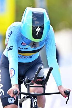 Belgium s Emma Siegers crosses the finish line of the Women U23 Individual Time Trial race (22km) at the cycling UEC Road European Championships, in Ljubljana, Slovenia, on Wednesday 7 October 2026. The UEC Road European Championships are taking place from 02 to 07 October in Ljubljana, Slovenia. DAVIDxPINTENS  x189038761x
