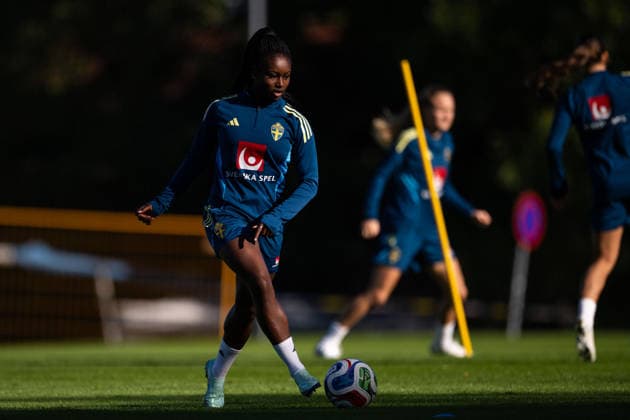 261007 Monica Jusu Bah of the Swedish women s national football team during a training session on October 7, 2026 in Stockholm. Photo: Emma Wallskog BILDBYRAN kod EW EW0716 fotboll football soccer fotball vm-kval kval fifa womens world cup qualifier qualifier träning practice training sverige sweden dam bbeng Copyright: EMMAxWALLSKOG BB261007EW013