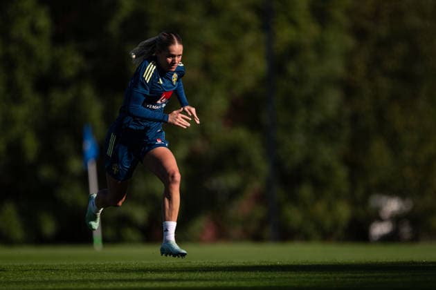 261007 Hanna Lundkvist of the Swedish women s national football team during a training session on October 7, 2026 in Stockholm. Photo: Emma Wallskog BILDBYRAN kod EW EW0716 fotboll football soccer fotball vm-kval kval fifa womens world cup qualifier qualifier träning practice training sverige sweden dam bbeng Copyright: EMMAxWALLSKOG BB261007EW033