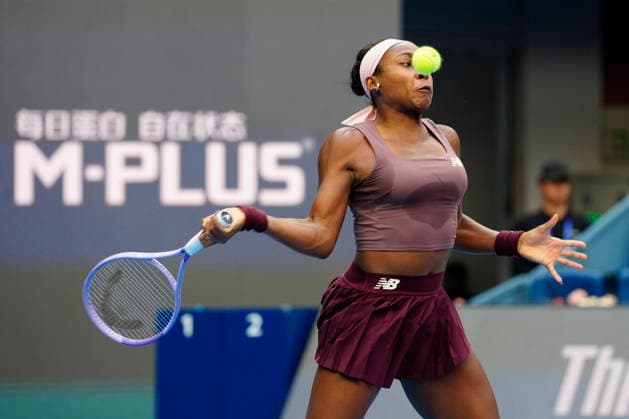 2026 China Open Women s Singles Round of 16 match in Beijing - 07 Oct. Coco Gauff of the United States seen in action against Elise Mertens of Belgium (Not in picture) during Women s Singles Round of 16 match on day eight of China Open at the National Tennis Center. Beijing China Copyright: xPolyxFeix xSOPAxImagesx 20261007_5868_104