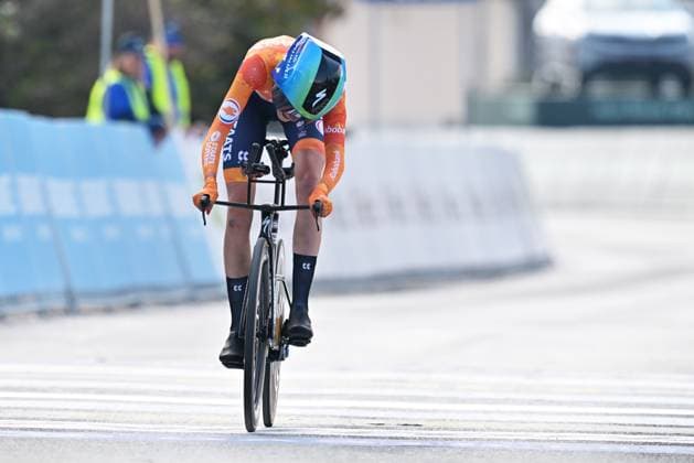 Netherlands Megan Arens crosses the finish line of the Women U23 Individual Time Trial race (22km) at the cycling UEC Road European Championships, in Ljubljana, Slovenia, on Wednesday 7 October 2026. The UEC Road European Championships are taking place from 02 to 07 October in Ljubljana, Slovenia. DAVIDxPINTENS  x189039081x