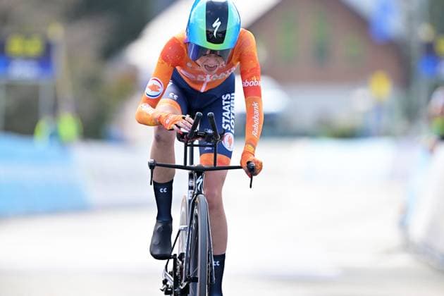 Netherlands Megan Arens crosses the finish line of the Women U23 Individual Time Trial race (22km) at the cycling UEC Road European Championships, in Ljubljana, Slovenia, on Wednesday 7 October 2026. The UEC Road European Championships are taking place from 02 to 07 October in Ljubljana, Slovenia. DAVIDxPINTENS  x189039084x