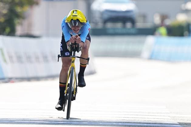 Belgium s Aldo Taillieu pictured in action during the Men U23 Individual Time Trial race (22km) at the cycling UEC Road European Championships, in Ljubljana, Slovenia, on Wednesday 7 October 2026. The UEC Road European Championships are taking place from 02 to 07 October in Ljubljana, Slovenia. DAVIDxPINTENS  x189040361x
